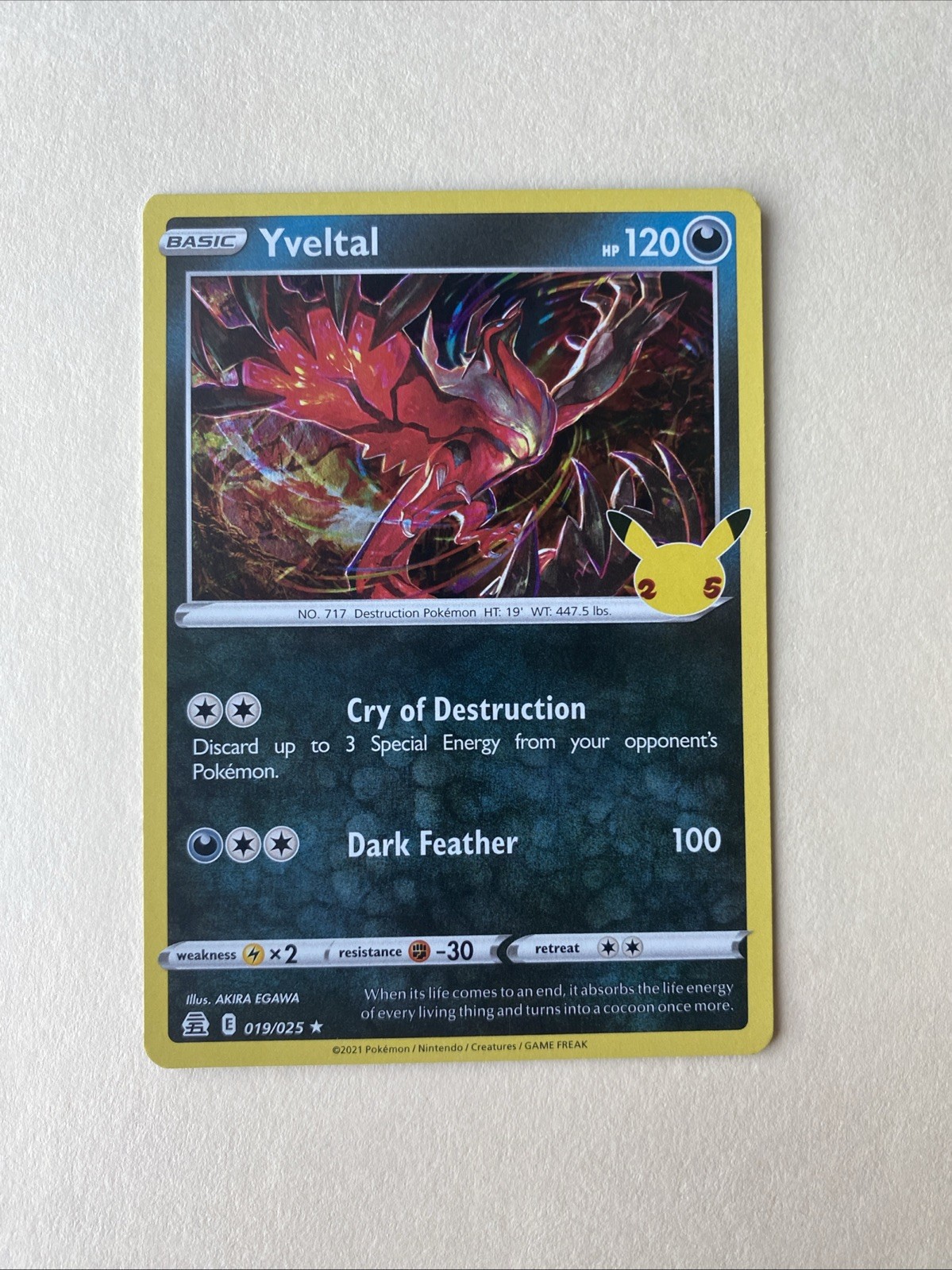 Yveltal 19/25 2021 Pokemon Sword & Shield Celebrations Pokemon TCG – NM/LP