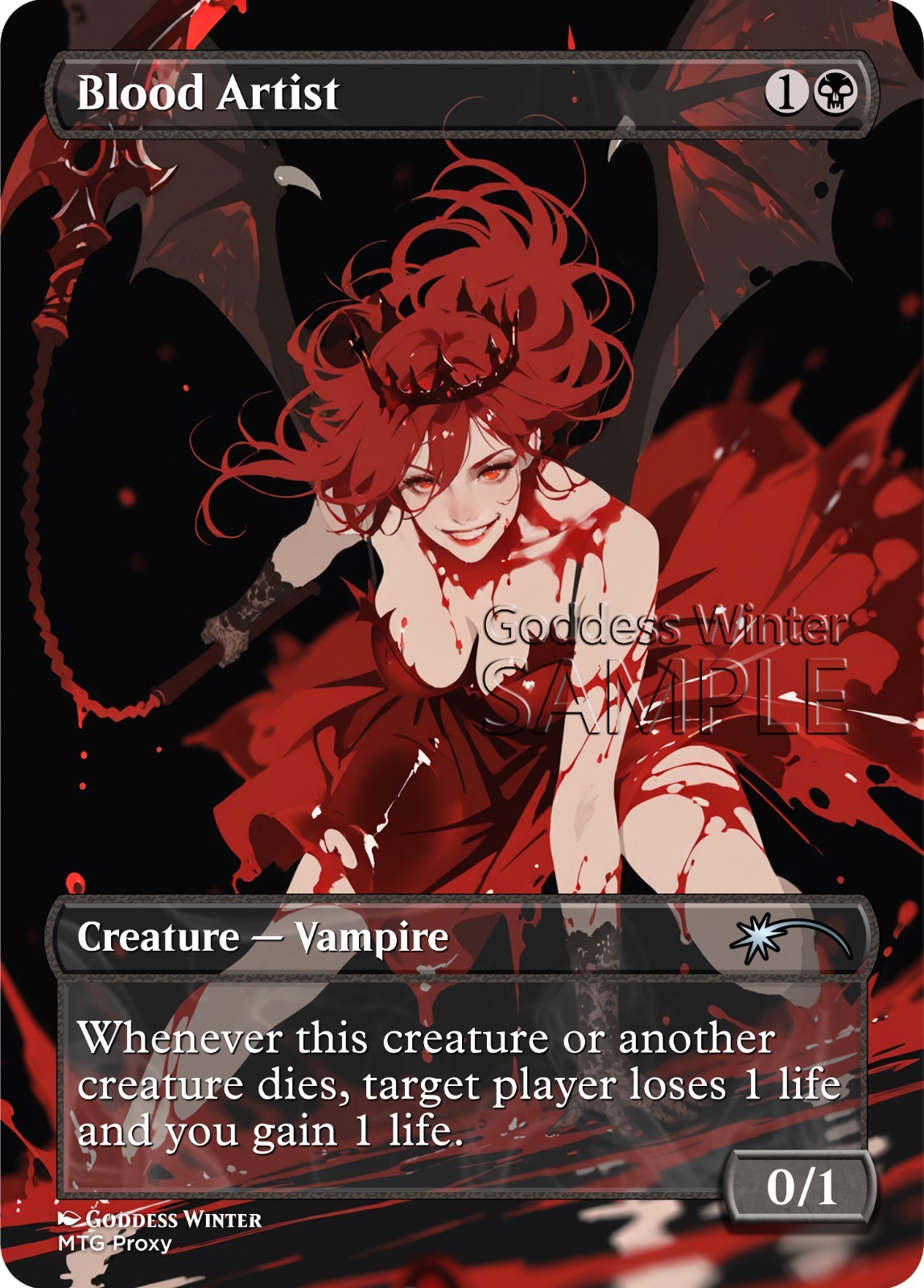 MTG – Blood Artist – Fanart Borderless Style – EDH / Playtest