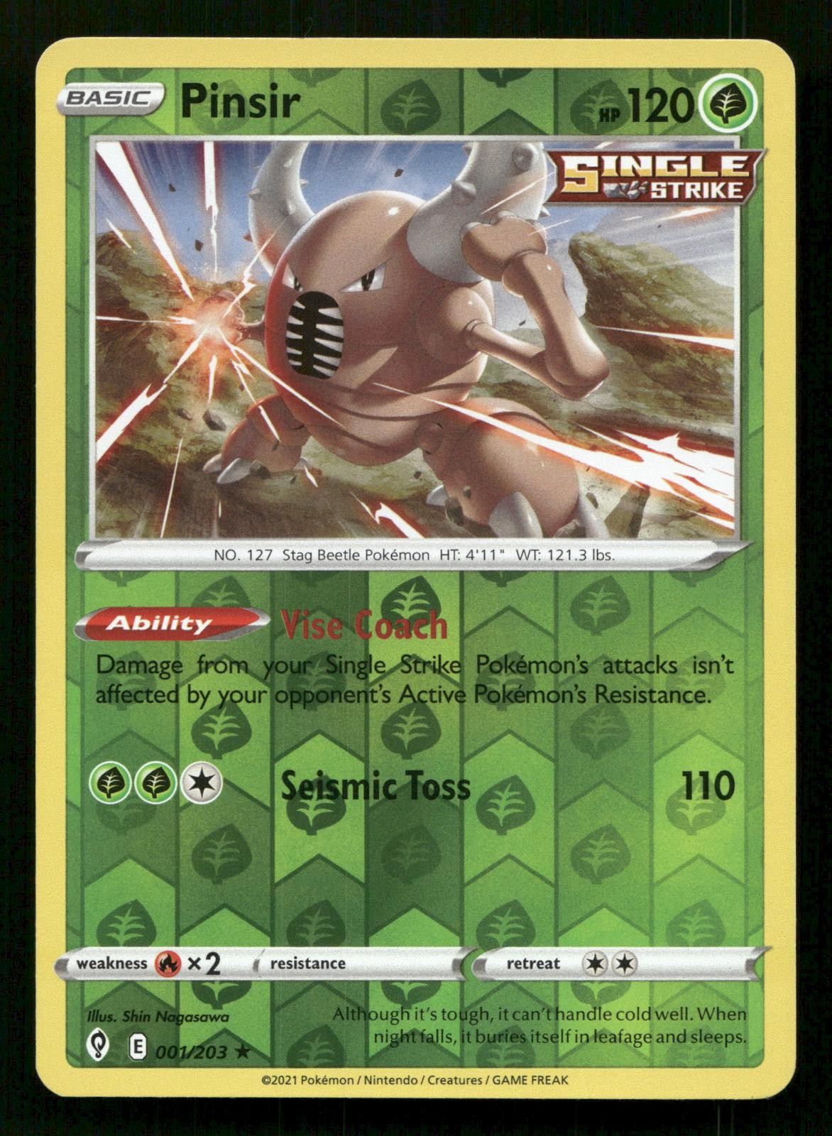 Pinsir 001/203 Evolving Skies Rare Reverse Holo Near Mint