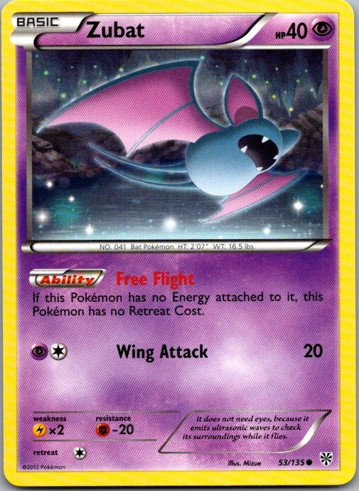 Zubat 53/135 Common Plasma Storm Pokemon Lightly Played