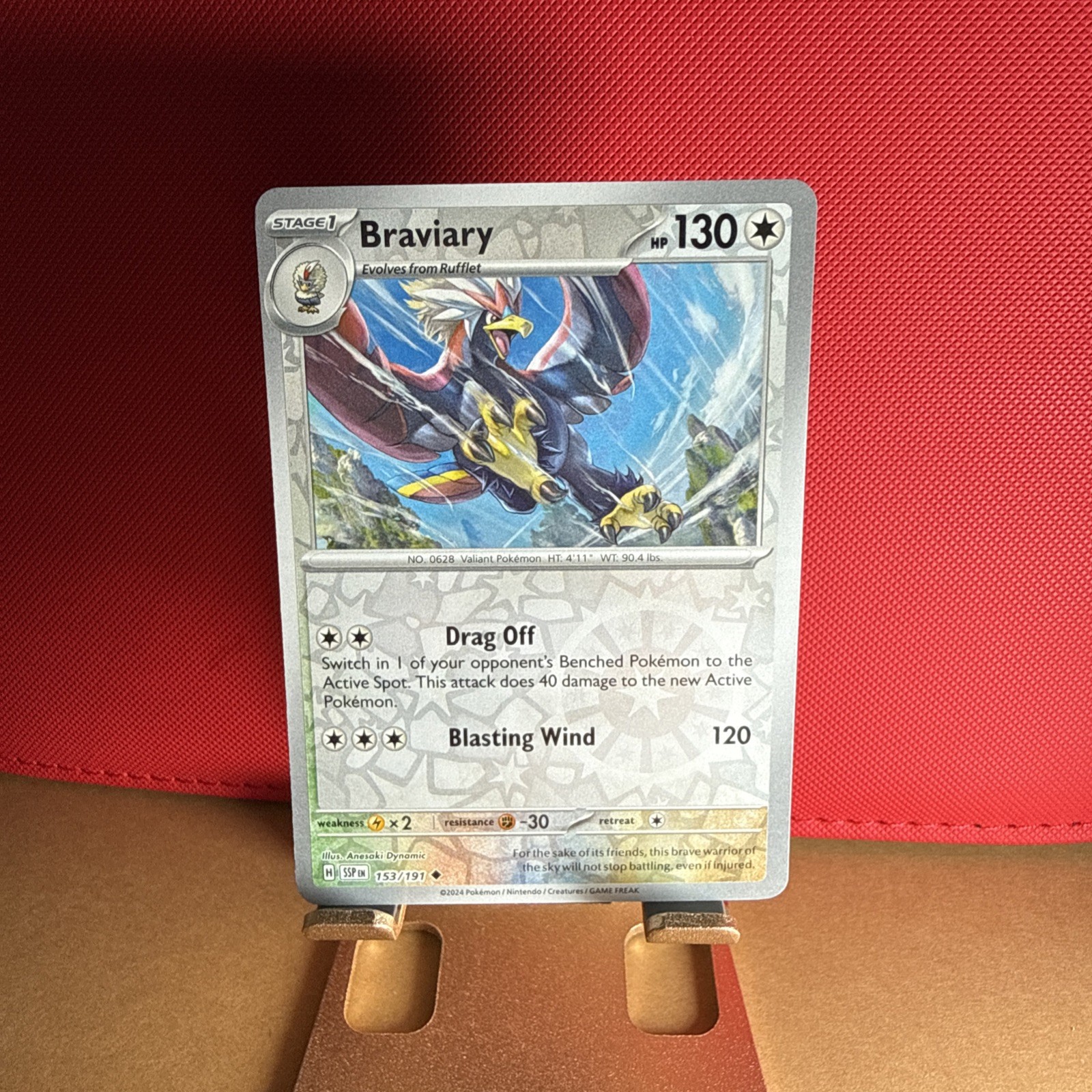 153/191 BRAVIARY REVERSE HOLO SURGING SPARKS POKEMON CARD