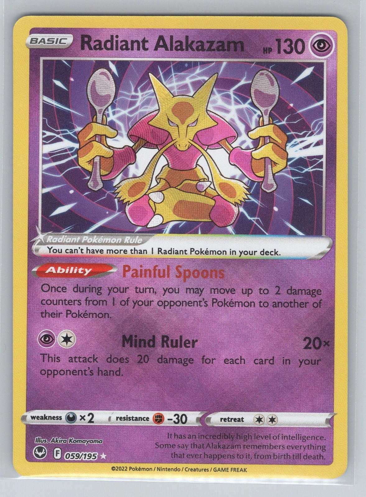 Radiant Alakazam Radiant Rare SWSH12: Silver Tempest 059/195 Holo NM