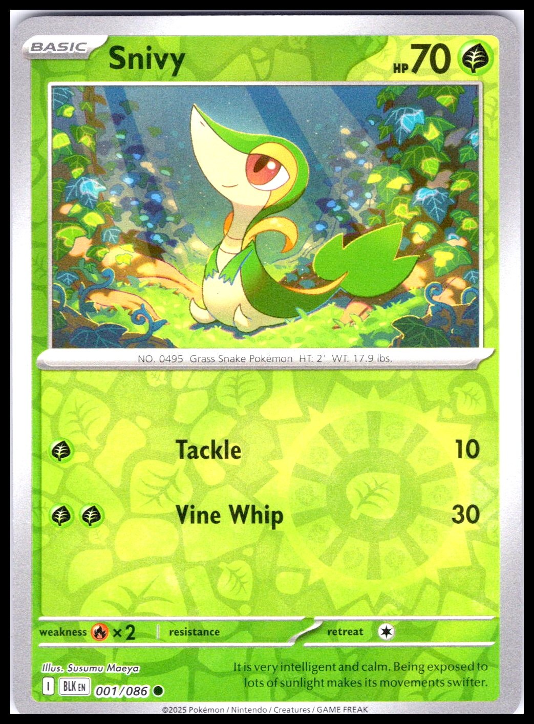 SNIVY – Susumu Maeya – Pokemon 001/086 BLK Black Bolt – Reverse Holo NM/M