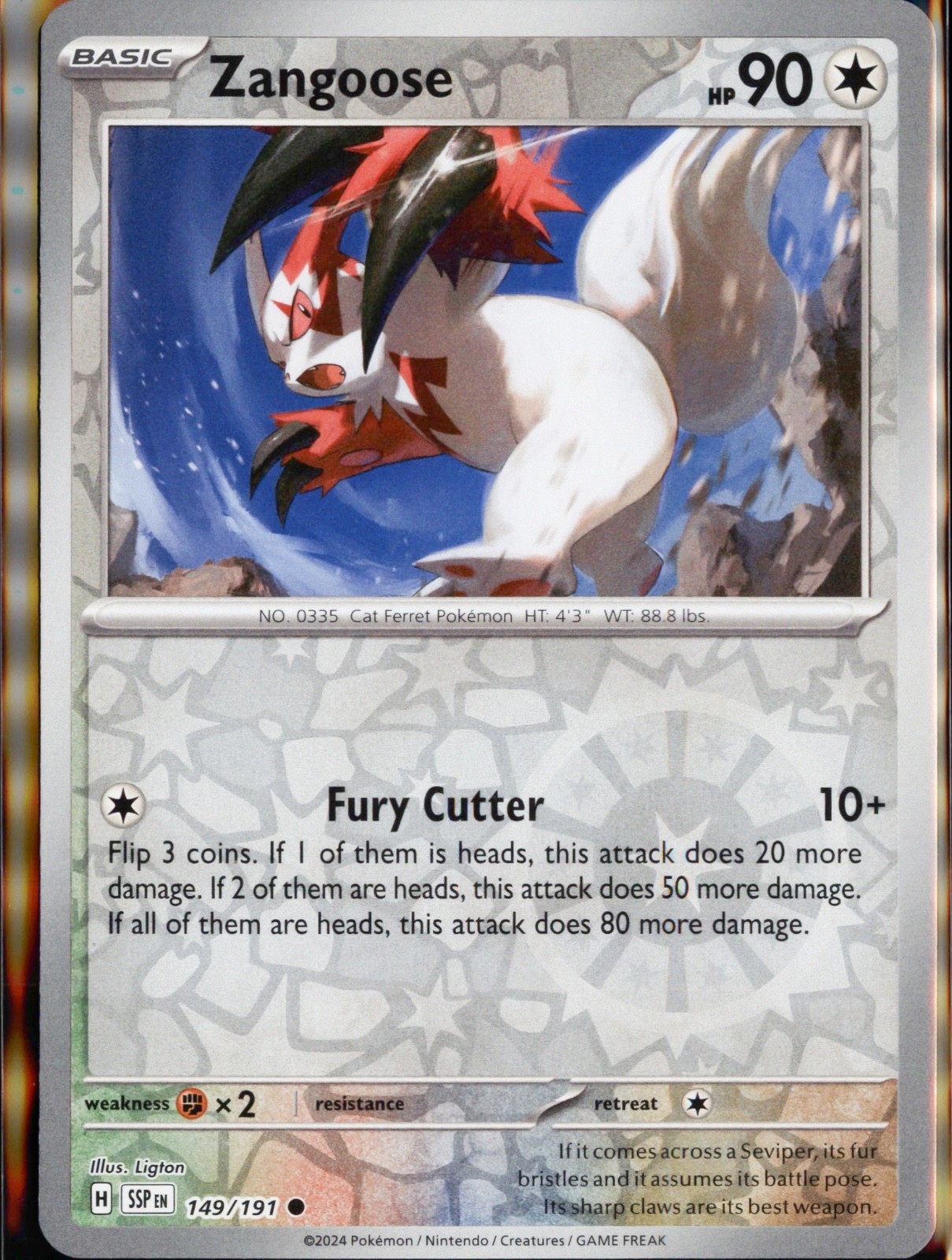 Zangoose Reverse Holo Common SV08: Surging Sparks 149/191 NM