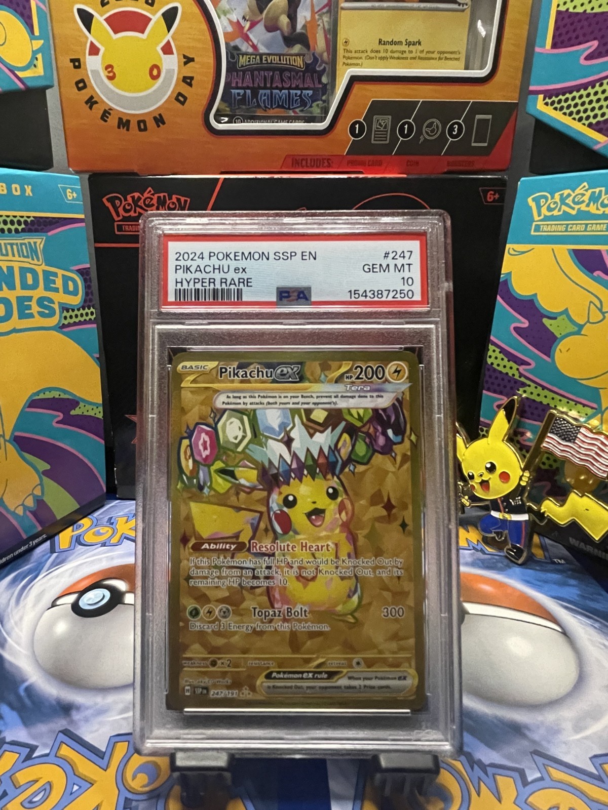 PSA 10 Pikachu ex 247/191 Sv08: Surging Sparks Holo Rare