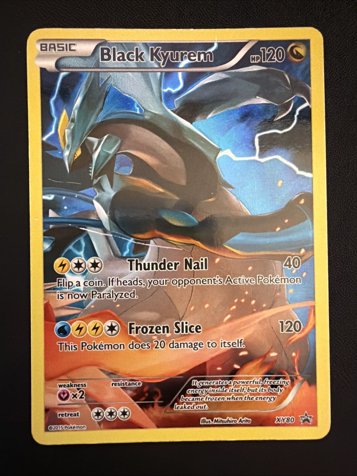 Black Kyurem XY80 Full Art Black Star Holo Heavily Played HP