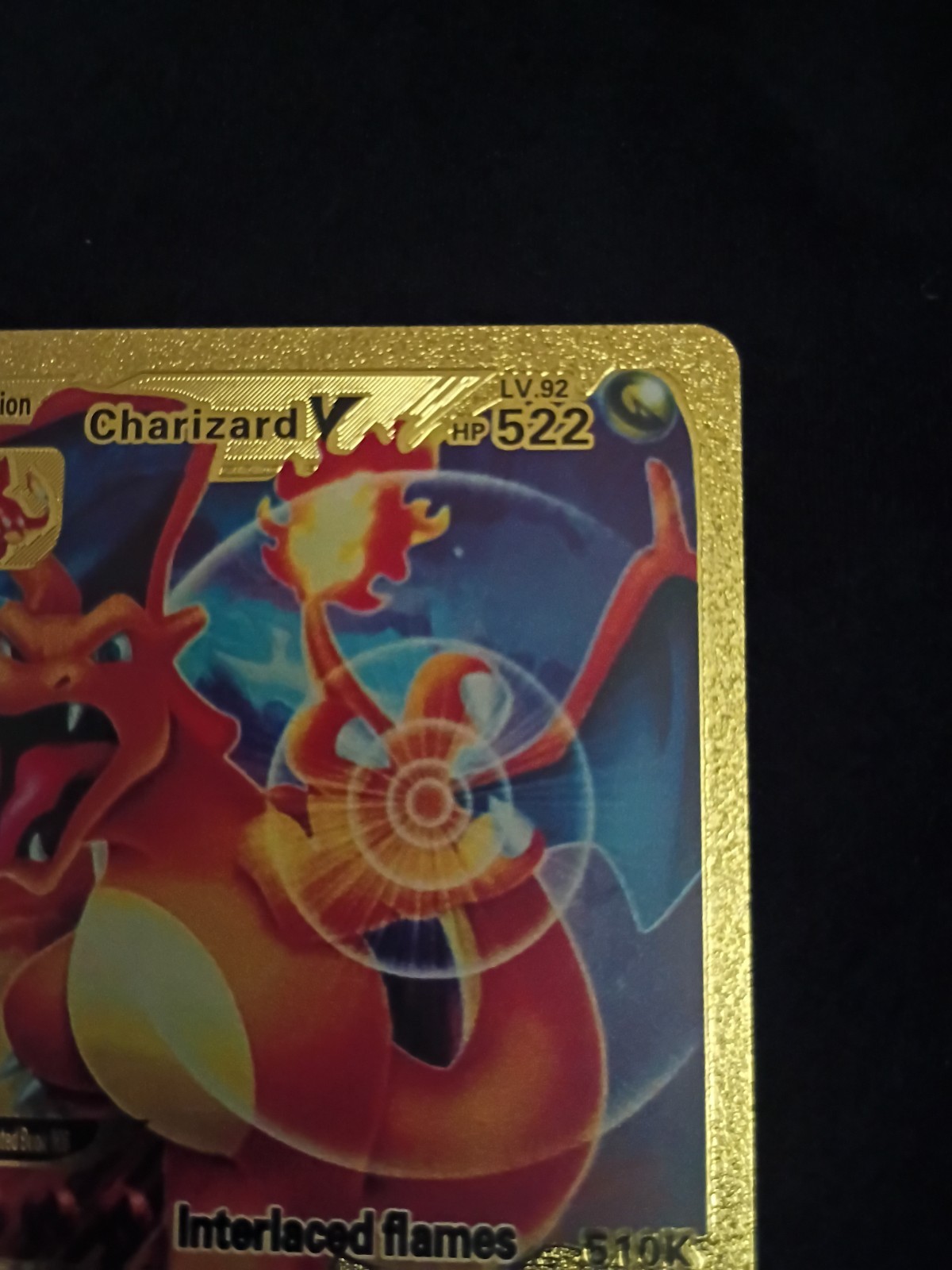 Charizard V HP522 Interlaced Flames Gold Foil Fan Art Card