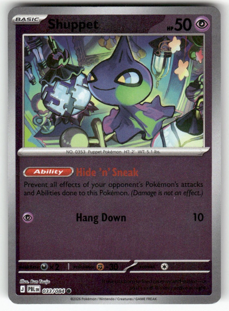 Shuppet 033/084 Pitch Black Common Pokemon Reverse Holo Bun Toujo
