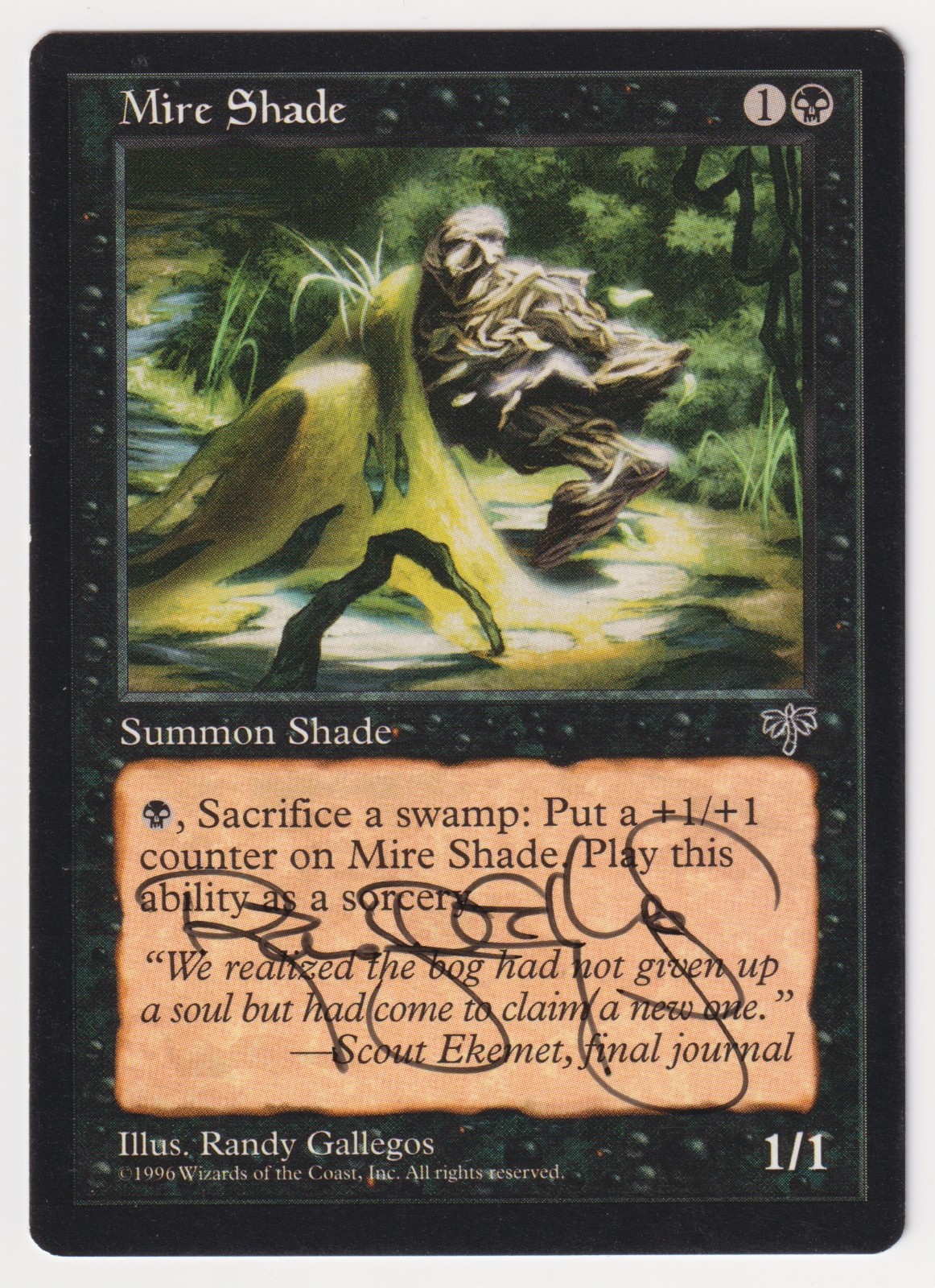 Signed Mire Shade LP Mirage Artist Randy Gallegos 1996 WOTC MTG Magic Vintage!