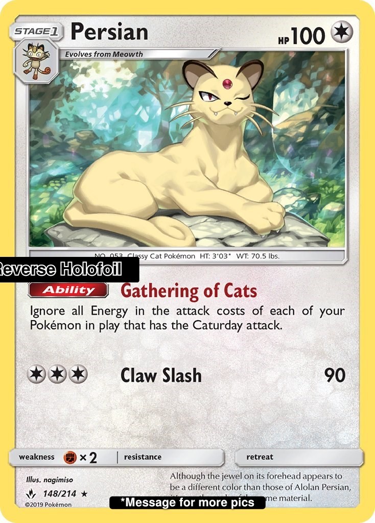 Reverse Holofoil Persian – 148/214 – NM – EN SM – Unbroken Bonds
