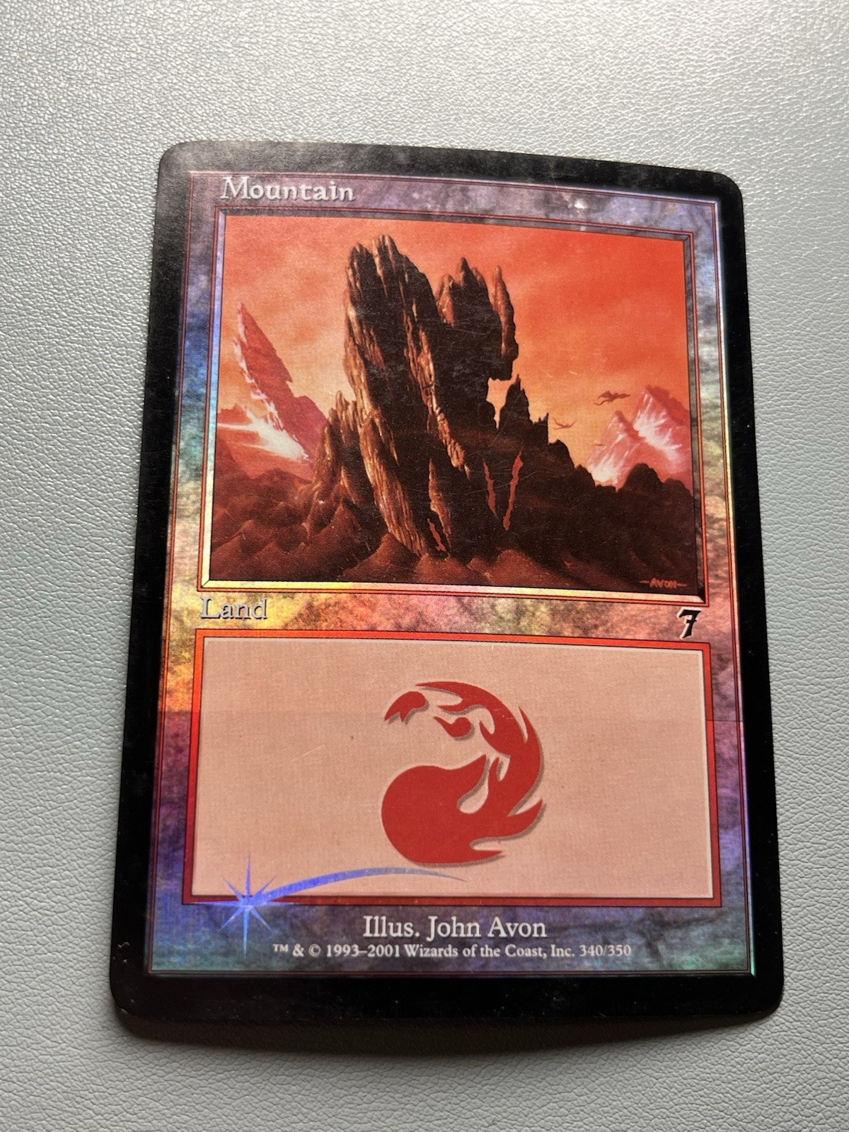 Foil Cut Line Error Mountain 7th Edition 2001 Magic The Gathering Misprint #340
