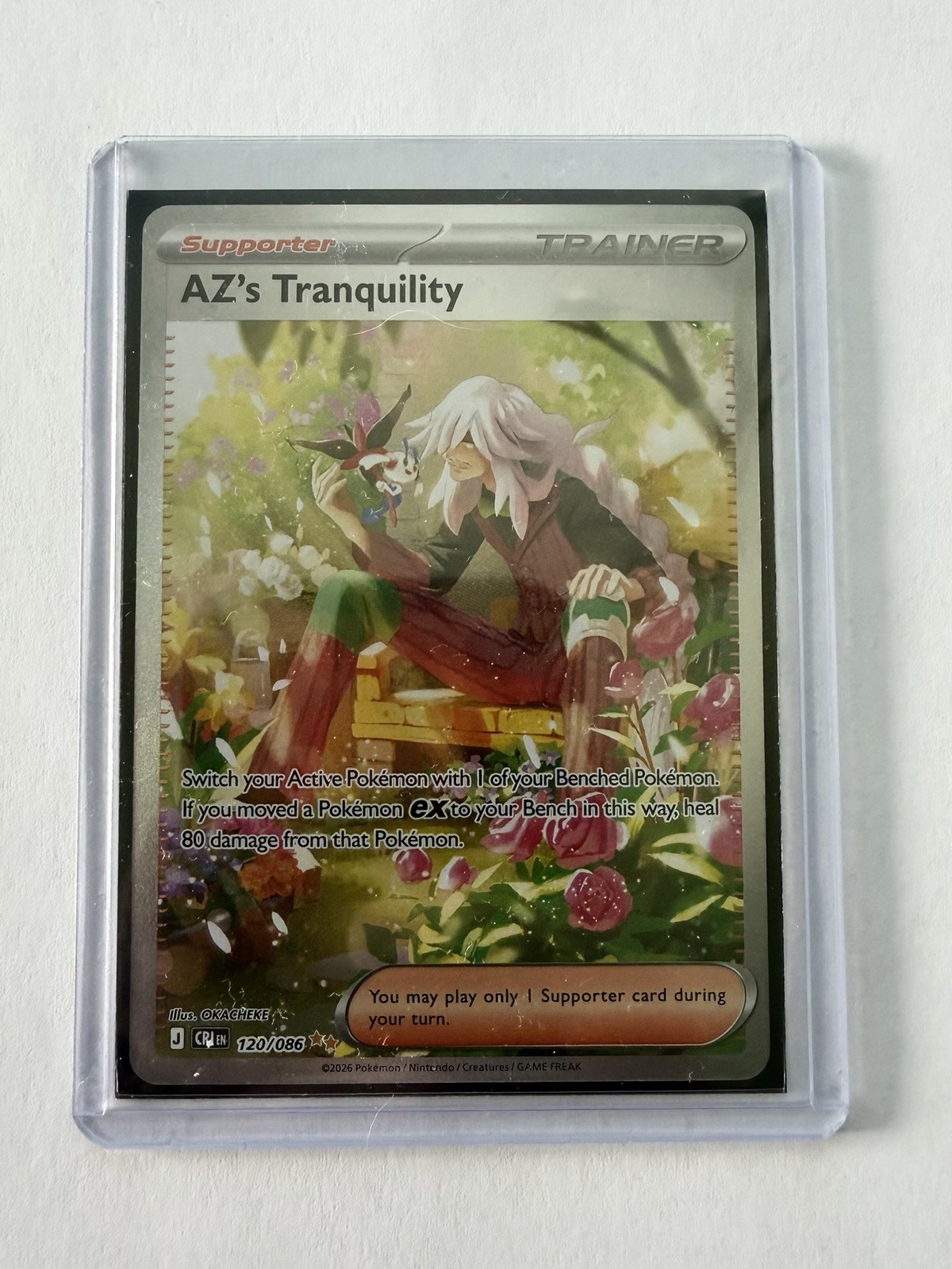 AZ’s Tranquility Trainer Supporter Pokémon TCG Card 120/086 Chaos Rising