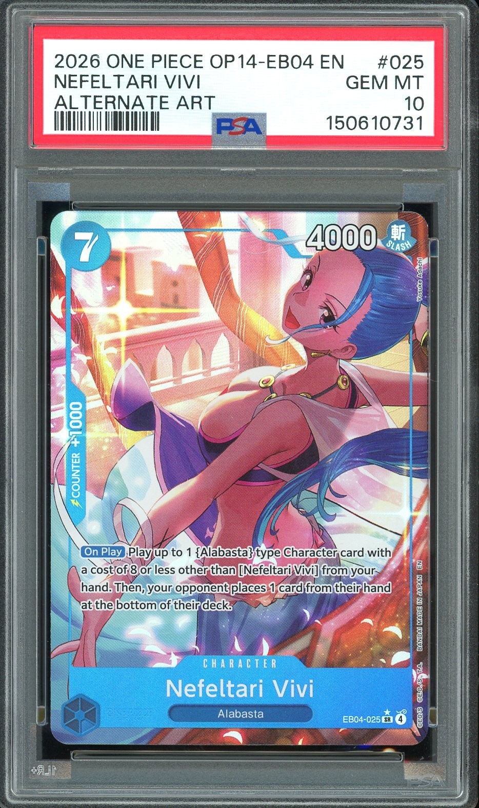 PSA 10 GEM MINT – #025 Nefeltari Vivi OP14 The Azure Sea’s Seven Alt Art