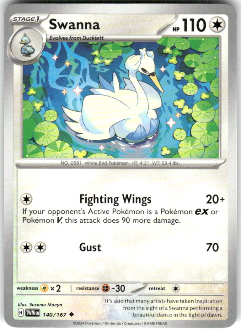 SWANNA 140/167 UNCOMMON TWILIGHT MASQUERADE POKEMON NM/M SUSUMU MAEYA