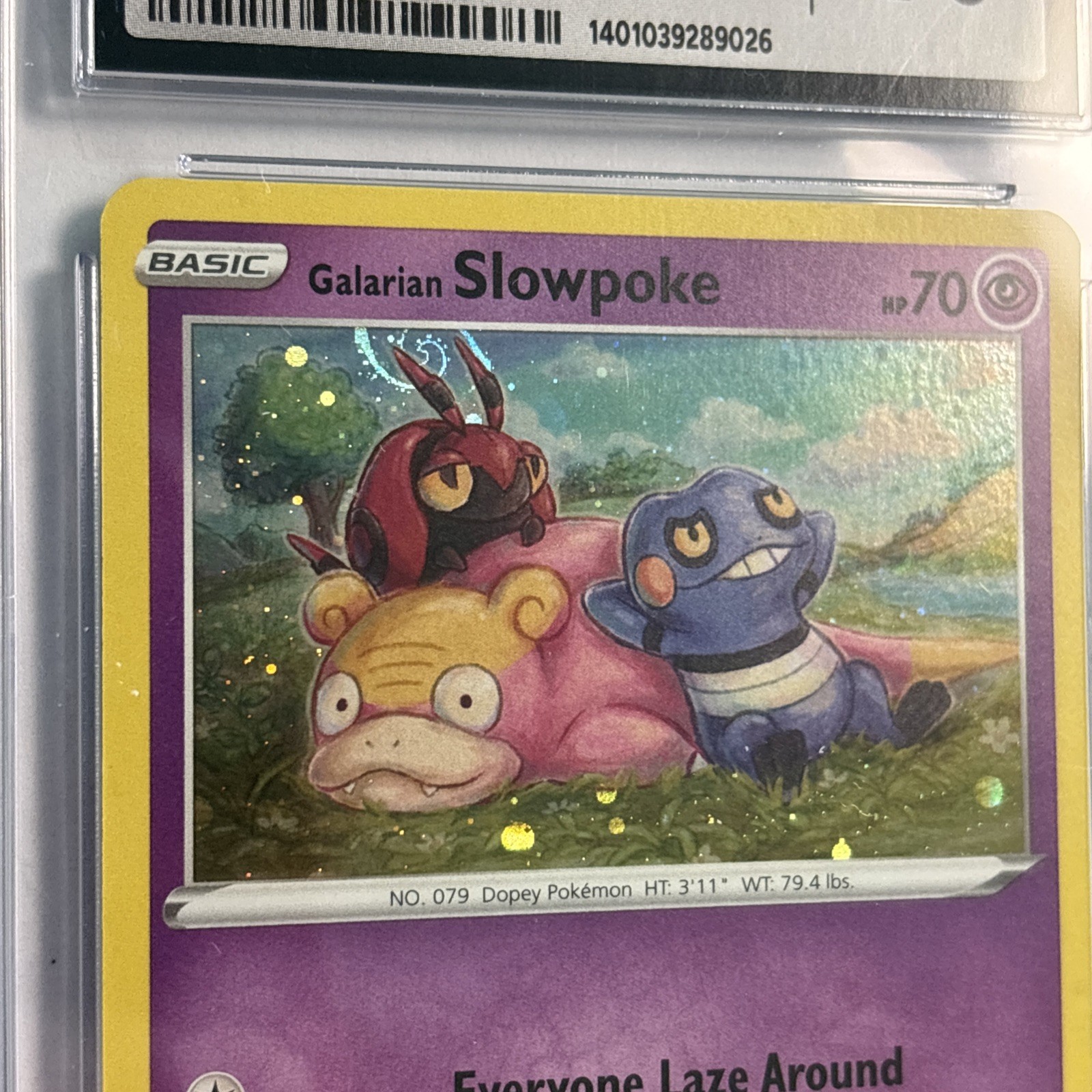 Galarian Slowpoke SWSH126 Holo Cosmos Evolving Skies Cgc 10 SWIRL