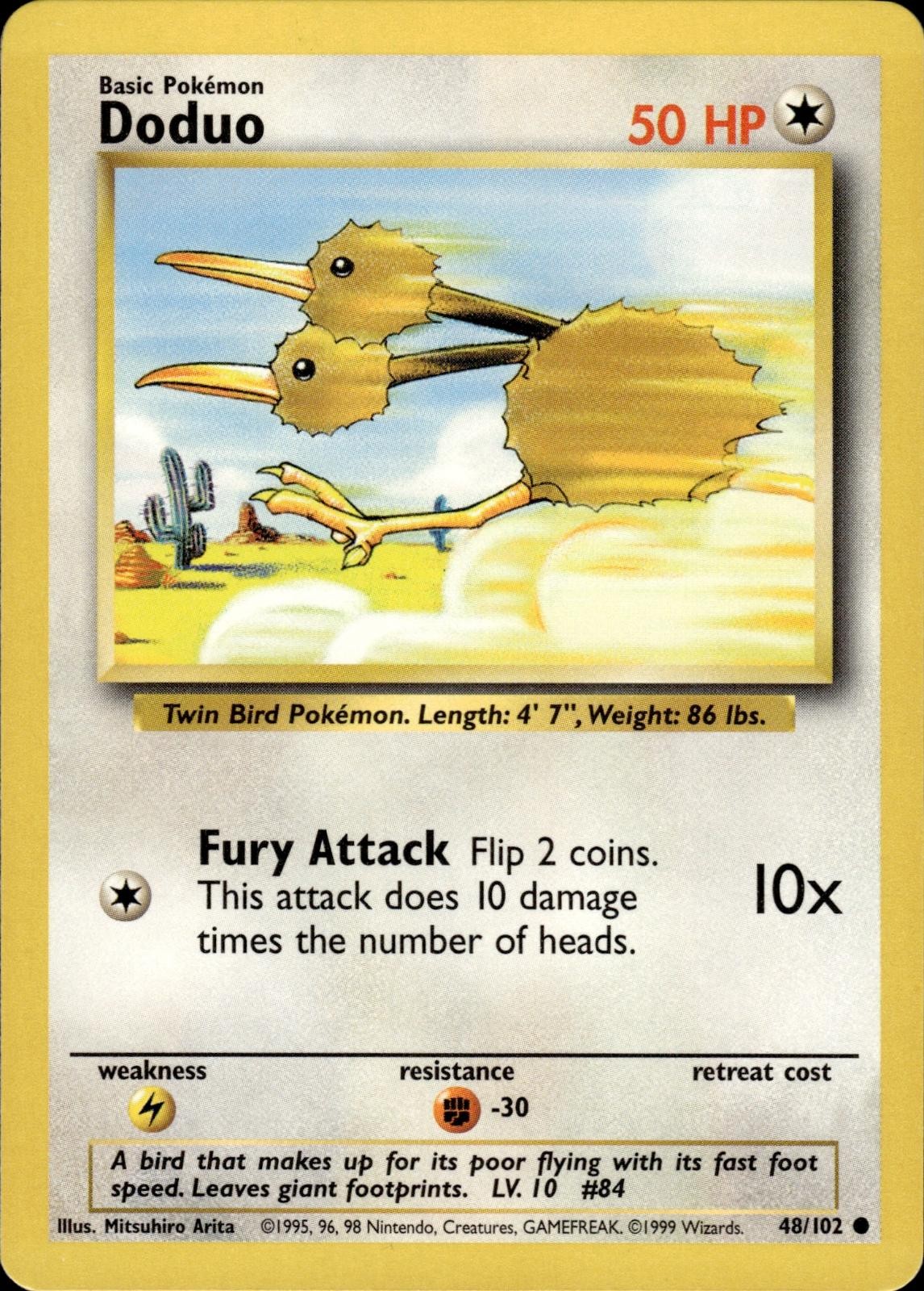 Pokemon Base Set Common Doduo 48/102 – Near Mint (NM)