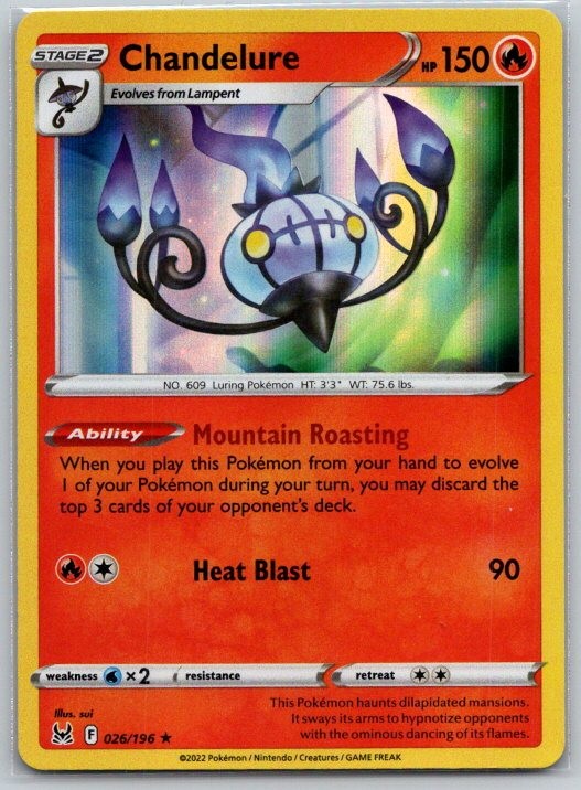 Chandelure 026/196 Holo Rare Lost Origin Pokemon Near Mint