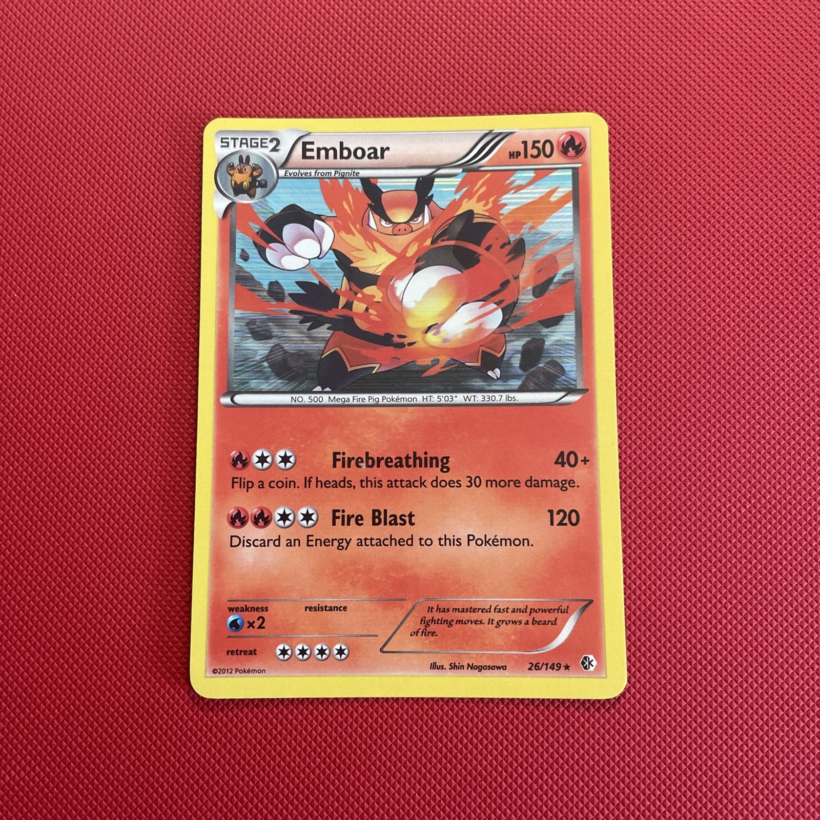 Emboar 26/149 Pokémon Boundaries Crossed Holo , LP , Ships Fast!