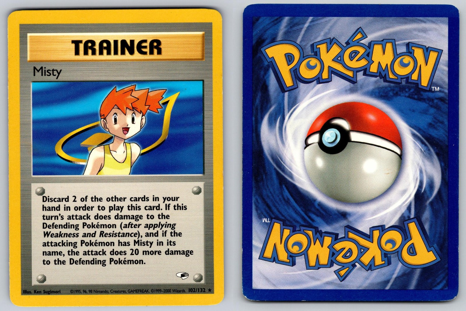 Misty 102/132 Unlimited Rare Gym Heroes Pokemon Lightly Played