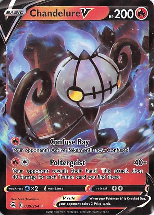Chandelure V Holo Ultra Rare SWSH08: Fusion Strike 039/264 NM
