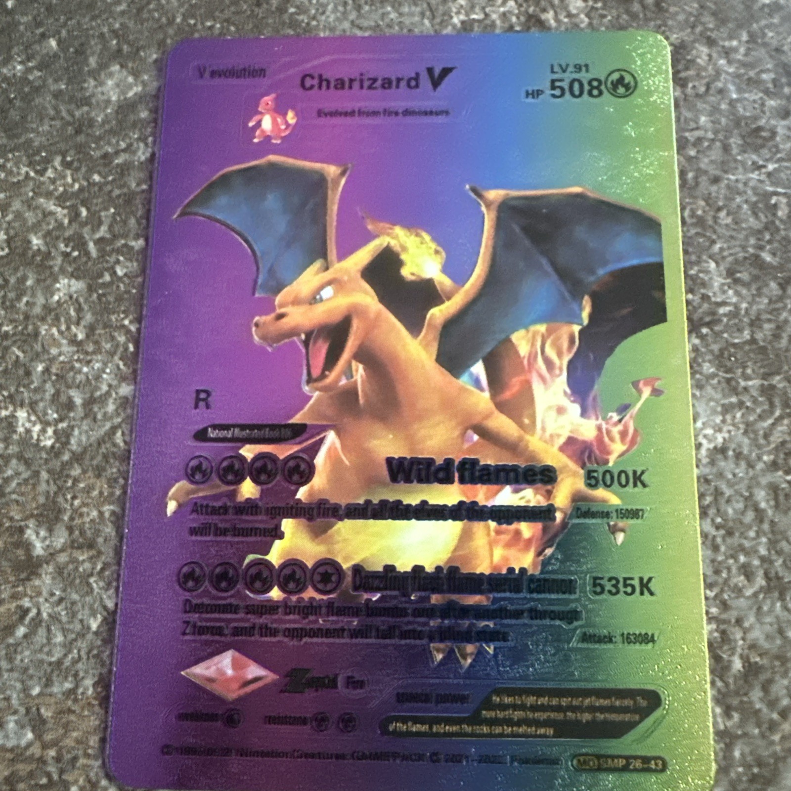 Charizard V Multi Color Foil Fan Art Card