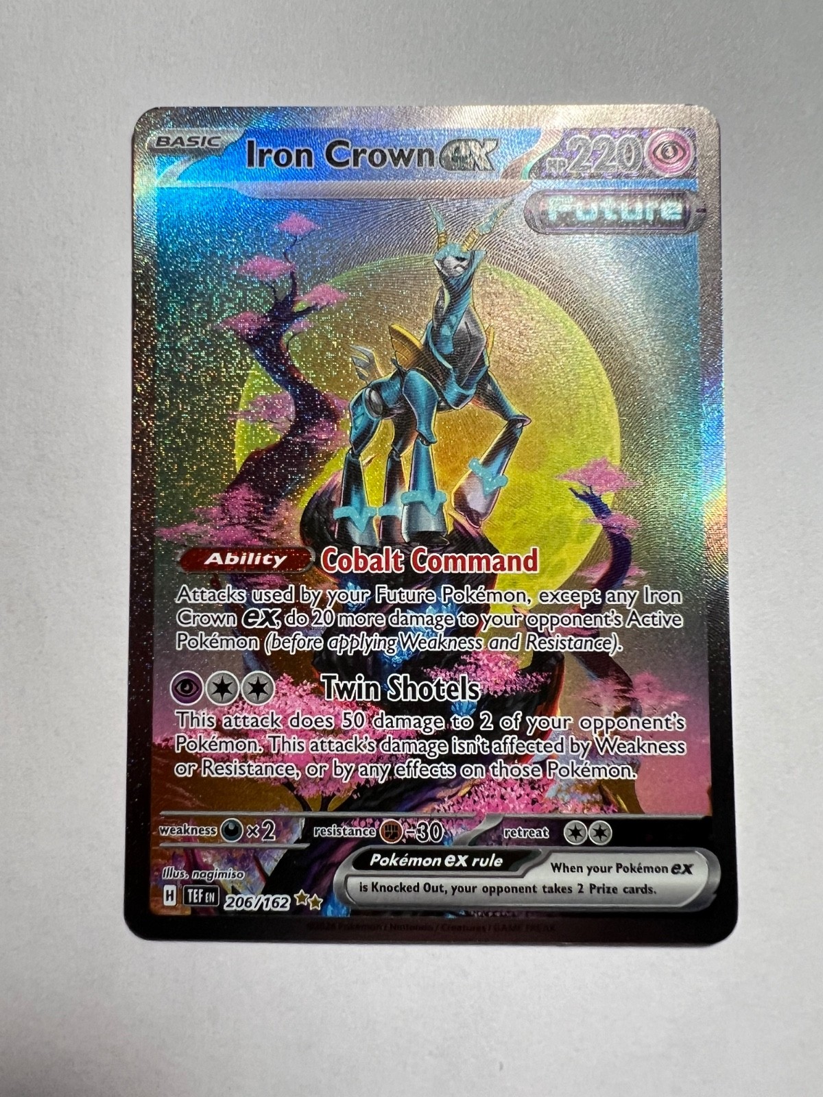 Pokemon Iron Crown ex 206/162 SV05: Temporal Forces Holo Great condition – Mint