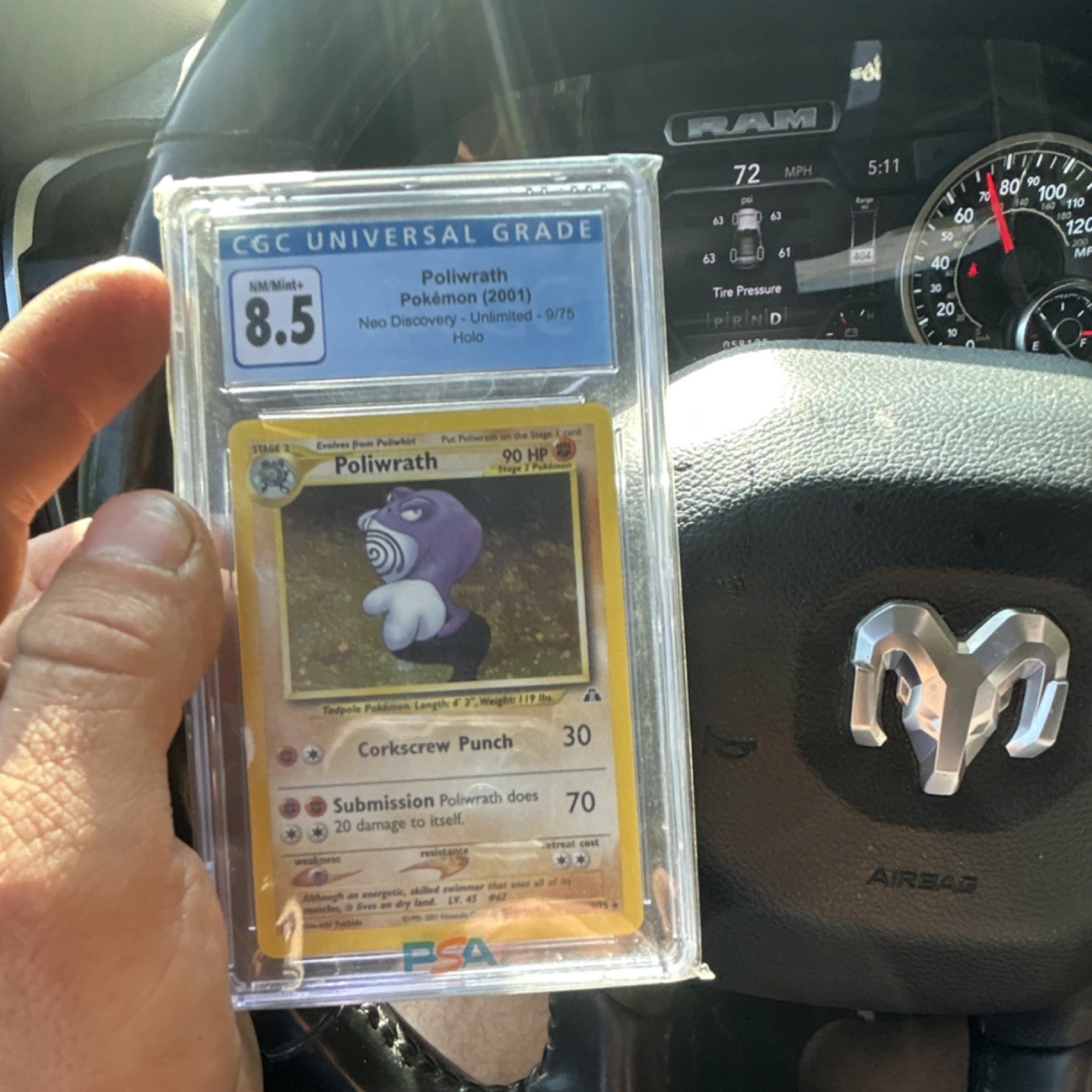 CGC 8.5 Poliwrath 9/75 Neo Discovery 2001 English Holo Unlimited Pokemon