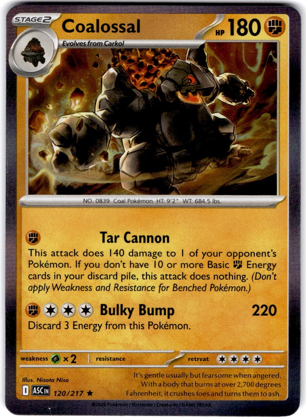 Pokemon Coalossal ASC 120/217 Normal Holo Near Mint English