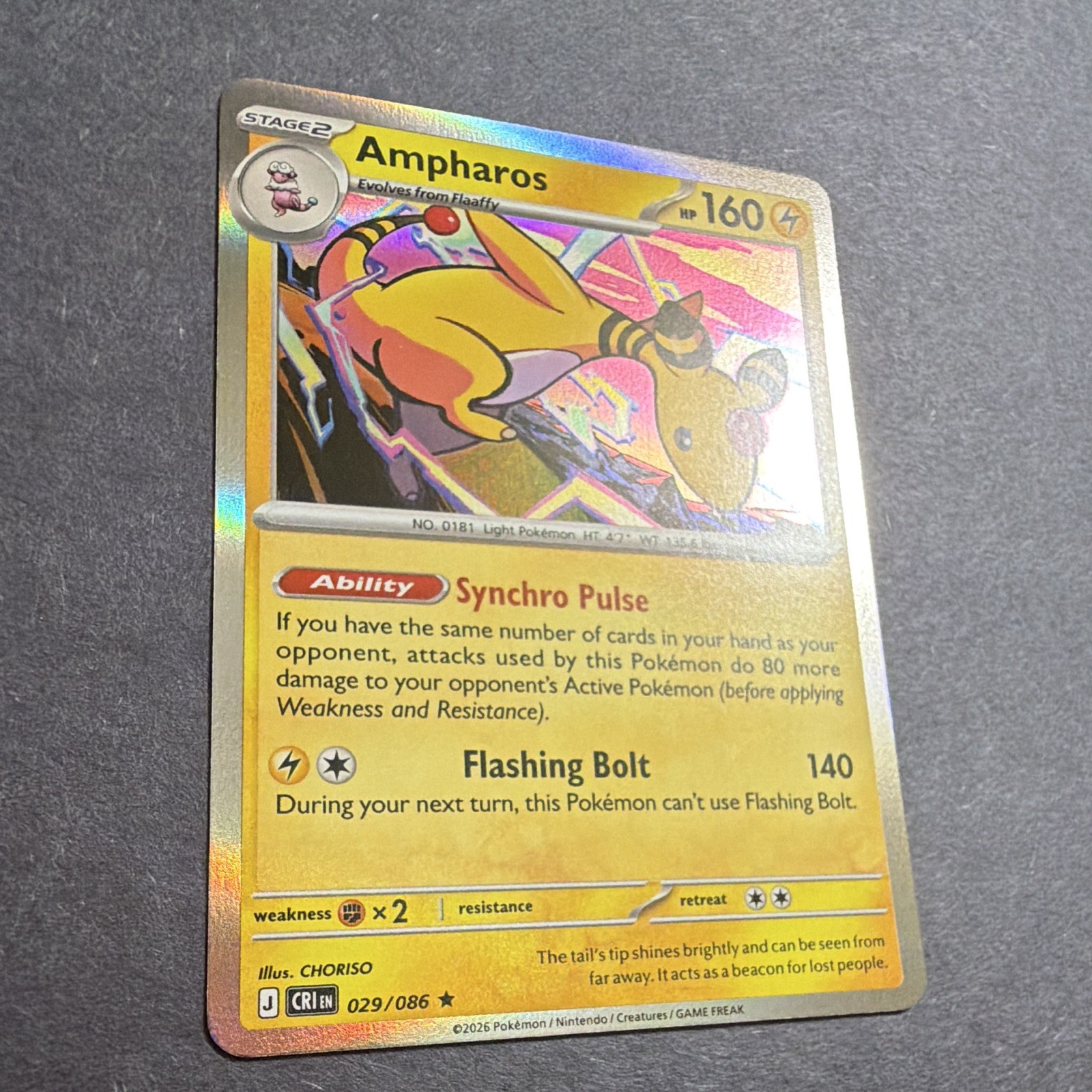 Nintendo Ampharos Crimson Haze 029/086 Holo Rare Stage 2 160 HP EN 2026