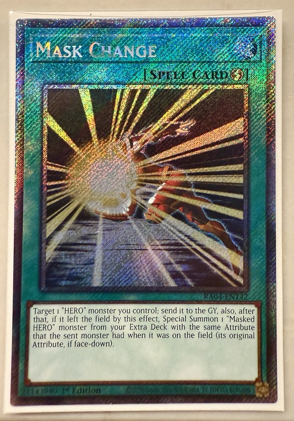 Yugioh! 1x Mask Change RA04-EN142 Platinum Secret Rare 1st Ed NM
