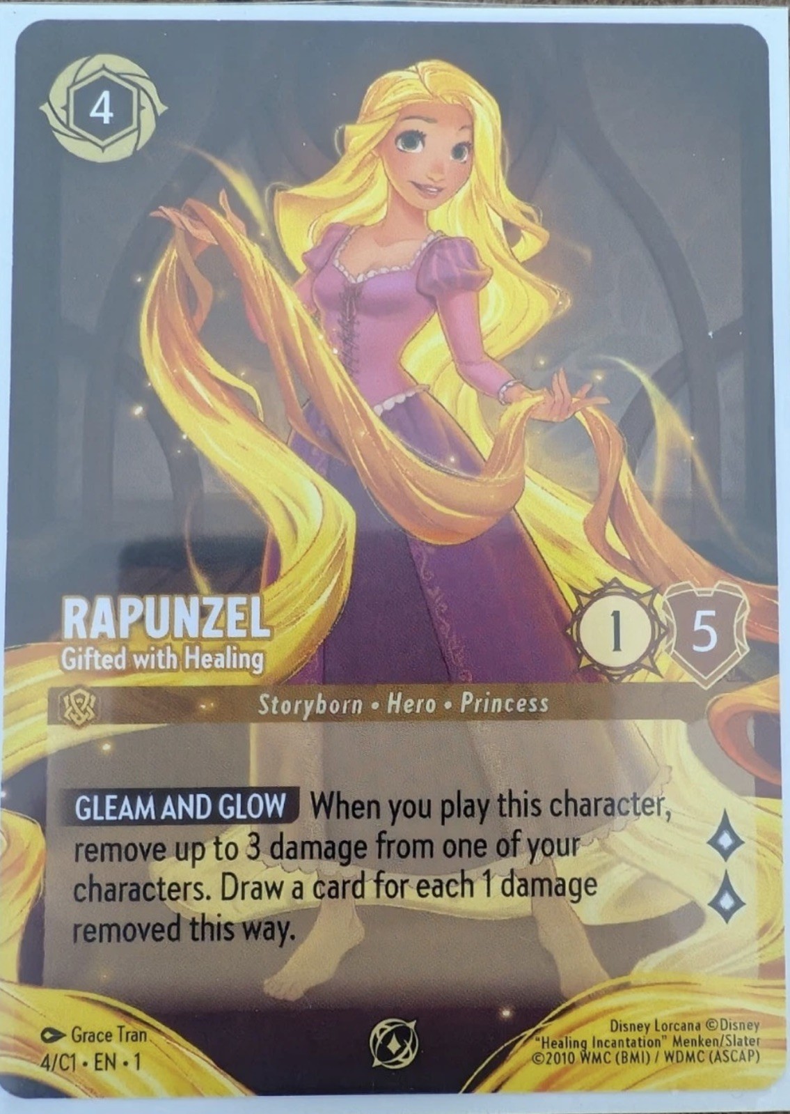 Disney Lorcana Rapunzel Gifted with Healing 4/C1 | DLPC Tournament Promo Card