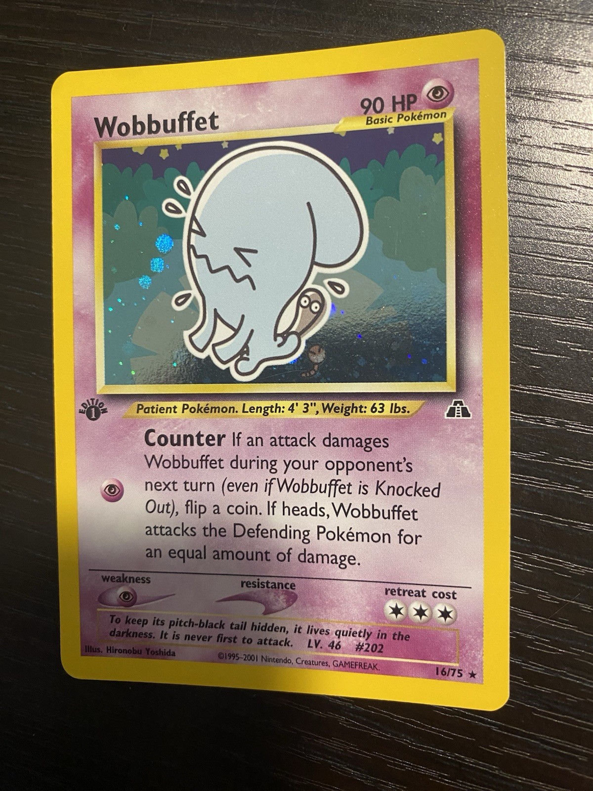 1st Edition Wobbuffet 16/75 Neo Discovery Holo Near mint Crisp!!🔮🌀