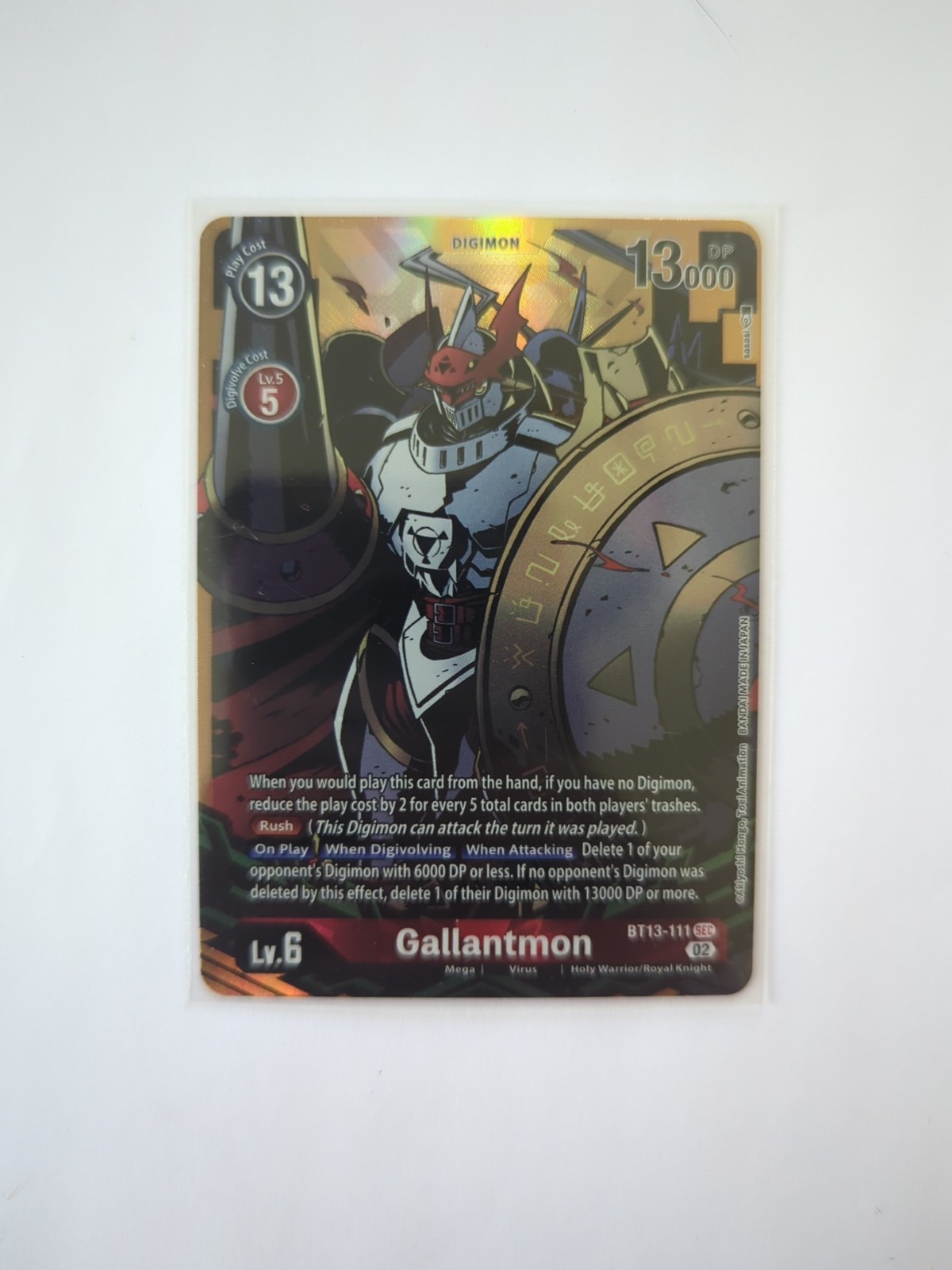 2023 Digimon Gallantmon ALT ART SECRET RARE BT13-111 SEC – Versus Royal Knights