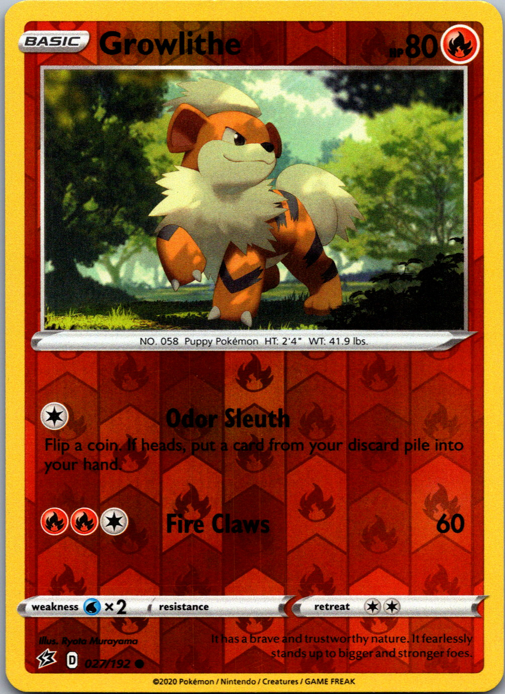 Growlithe #027/192 Reverse Holo SWSH02: Rebel Clash Ryota Murayama NM