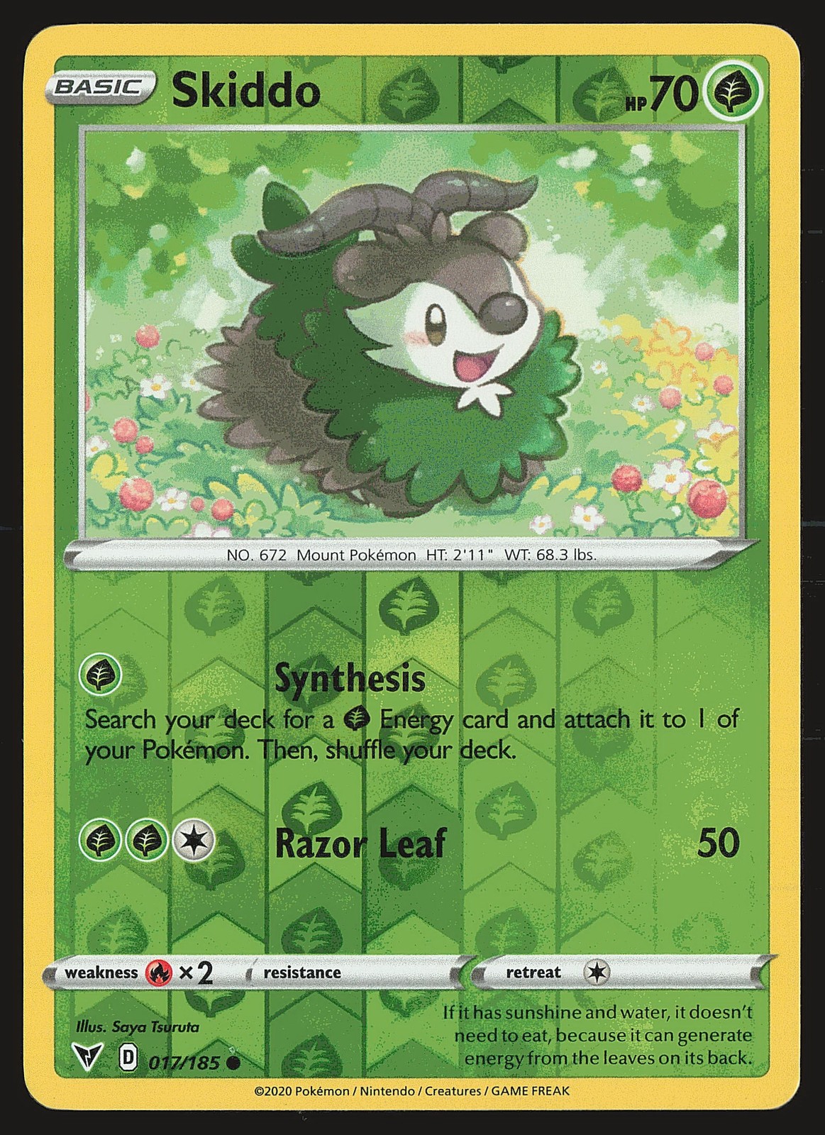 SWSH04: Vivid Voltage Skiddo #017/185 Reverse Holo Pokemon Card