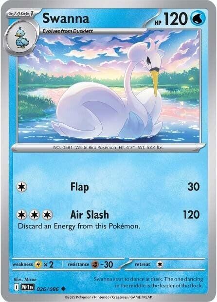 Swanna #026/086 Sv White Flare Uncommon Reverse Holo Pokemon TCG NM