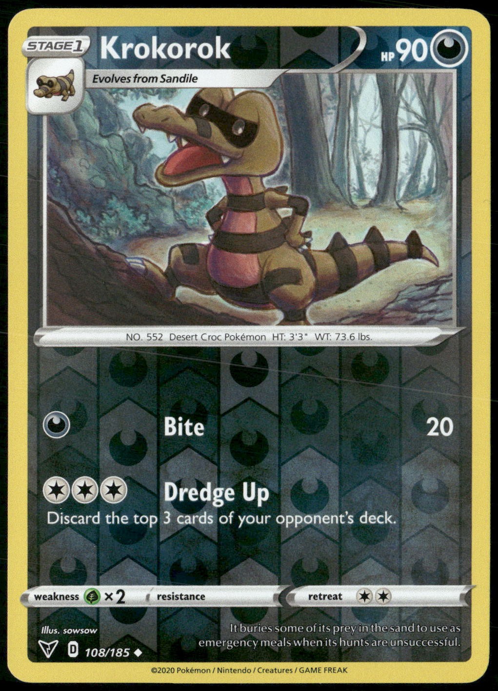Krokorok SWSH04: Vivid Voltage Reverse Holo 108/185