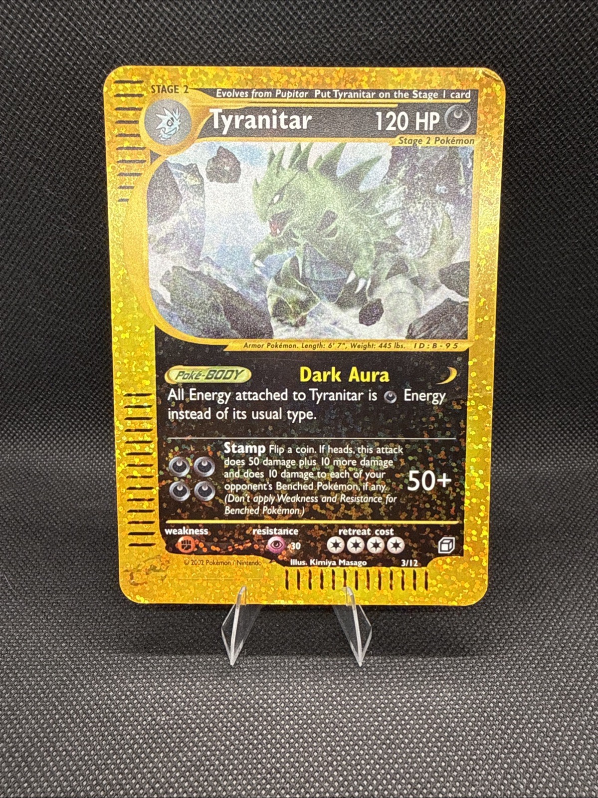 2002 Pokemon TCG Tyranitar 3/12 Holo Expedition Box Topper WotC eReader LP/MP