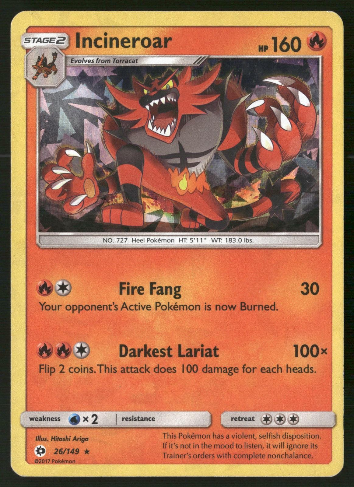 Incineroar (Cracked Ice Holo) 26/149 Holo Deck Exclusives Pokemon Holo MP