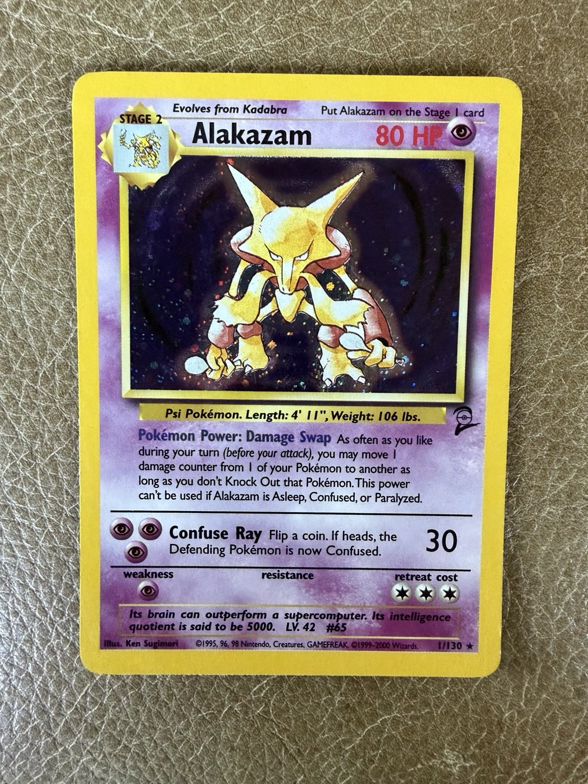 2000 Pokemon Alakazam 1/130 Base Set 2 Holo