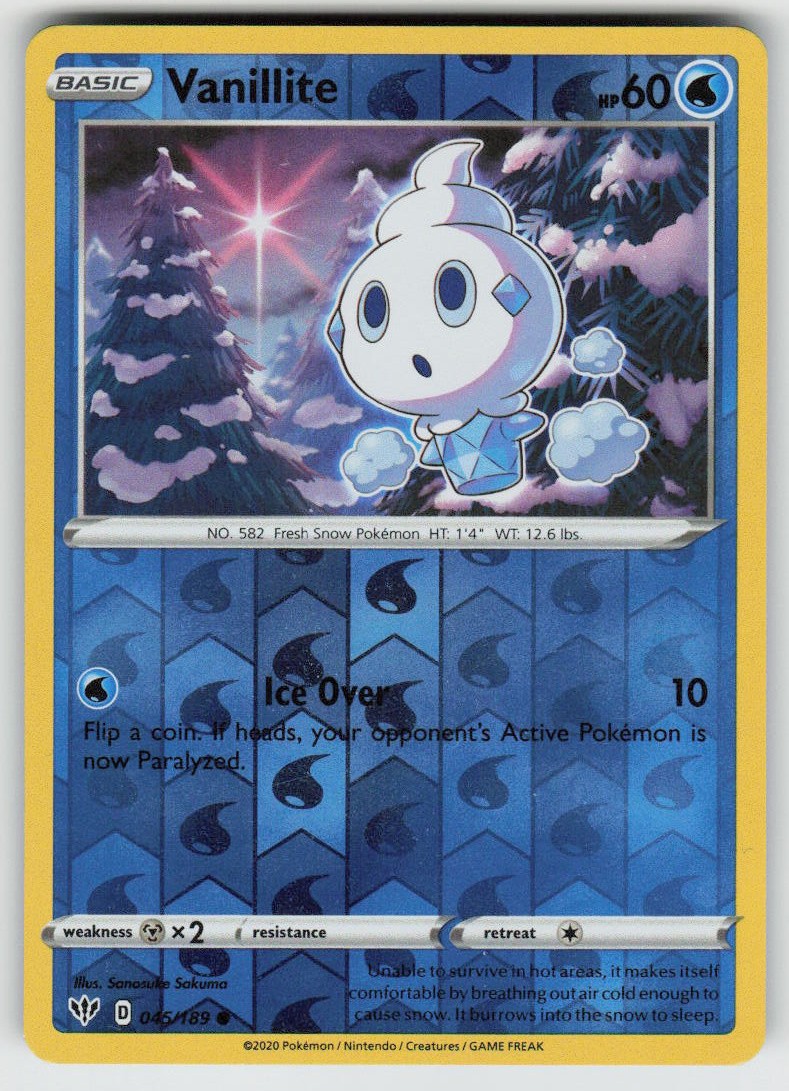 PO-04 Reverse Holo Vanillite 045/189 Common SWSH03: Darkness Ablaze NM