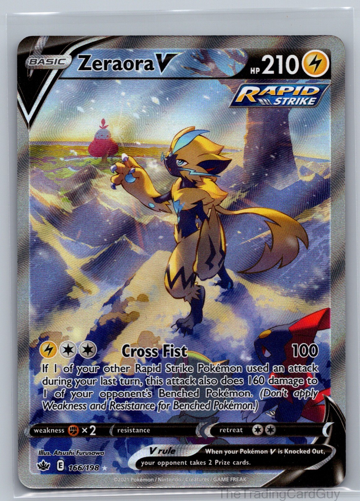 Zeraora V (Alternate Full Art) Ultra Rare SWSH06: Chilling Reign Holo 166/198 NM