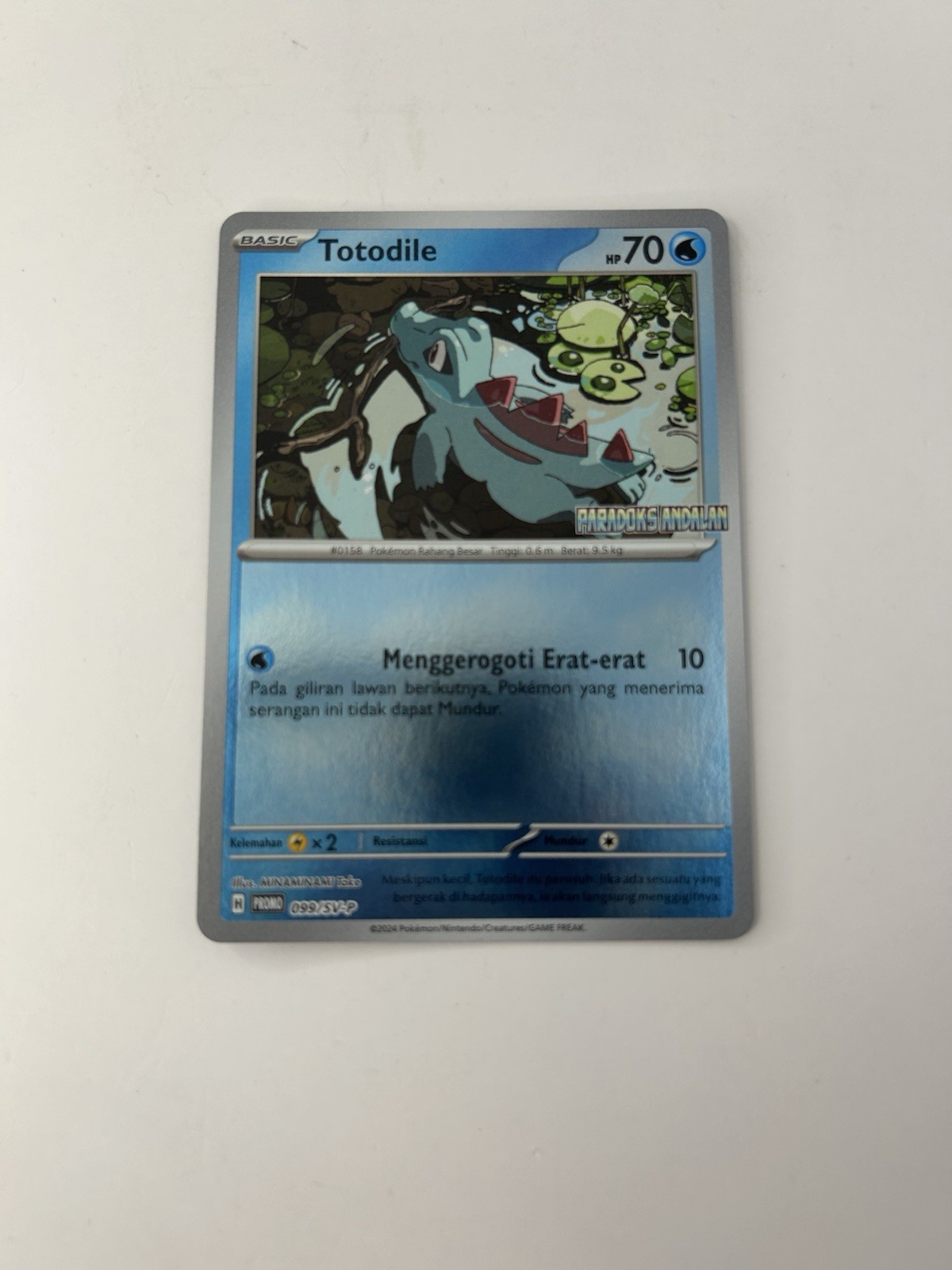 NM – Pokemon 2024 Indonesia Totodile Promo Card 99/SV-P Stamped Paradoks Andalan