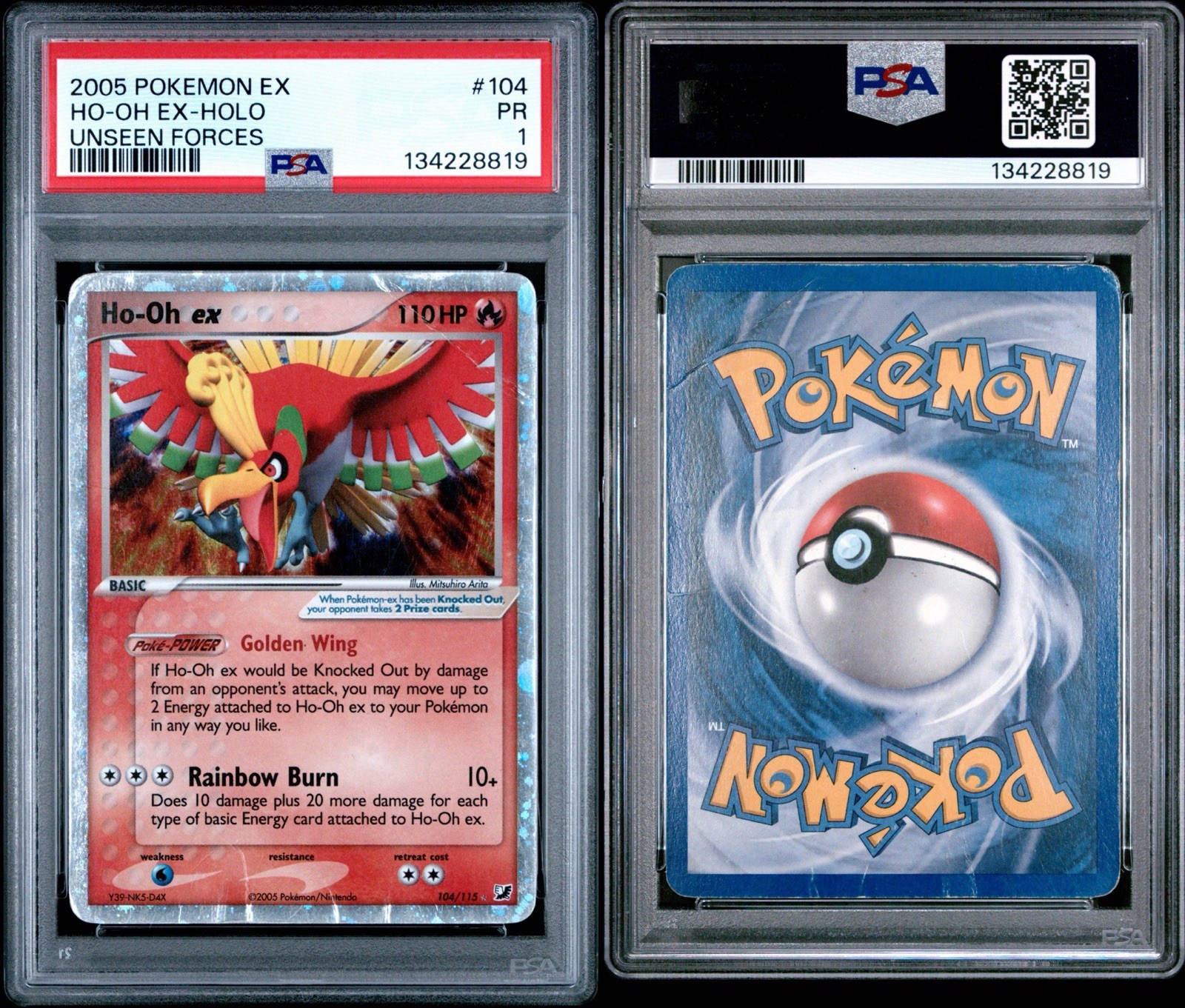 POP 30! Ho-Oh ex #104/115 2005 EX Unseen Forces Holo Ultra Rare PSA 1