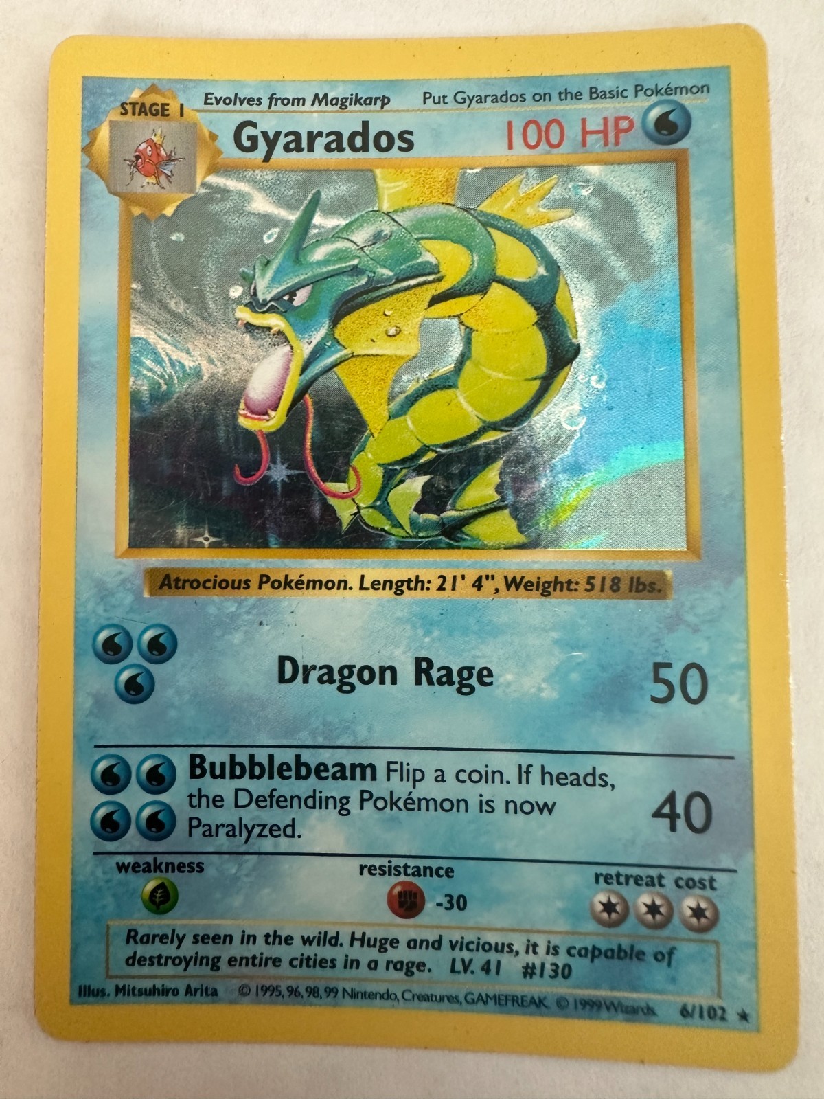 Gyarados 006/102 Base Set (Shadowless) Holo *Lightly Played*