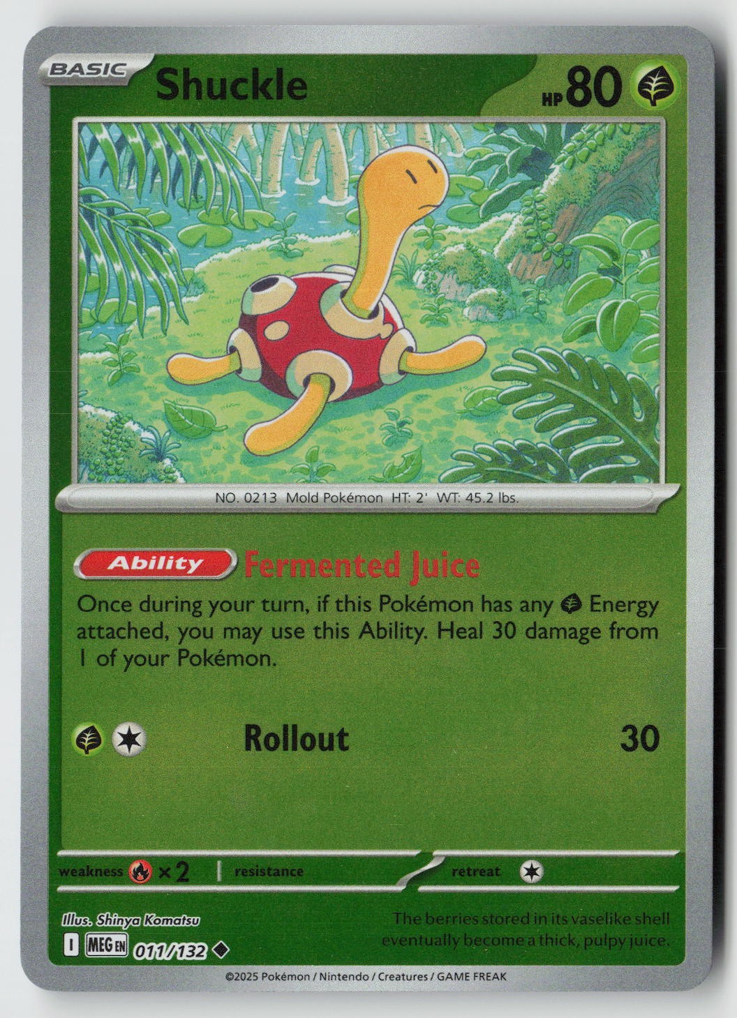 Shuckle 011/132 Uncommon Mega Evolution Pokemon Reverse Holo NM SHINYA KOMATSU