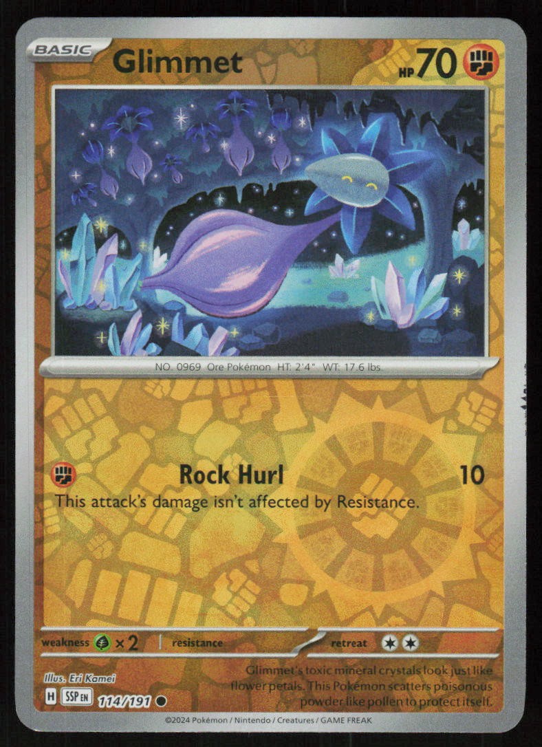 Glimmet 114/191 Common Surging Sparks Pokemon Reverse Holo Near Mint