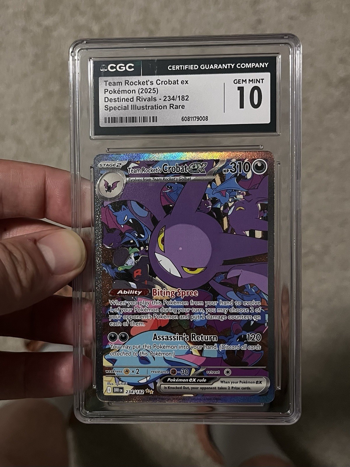 Team Rocket’s Crobat EX CGC 10 Pokemon 2025 S&V Destined Rivals SIR 234 Low POP