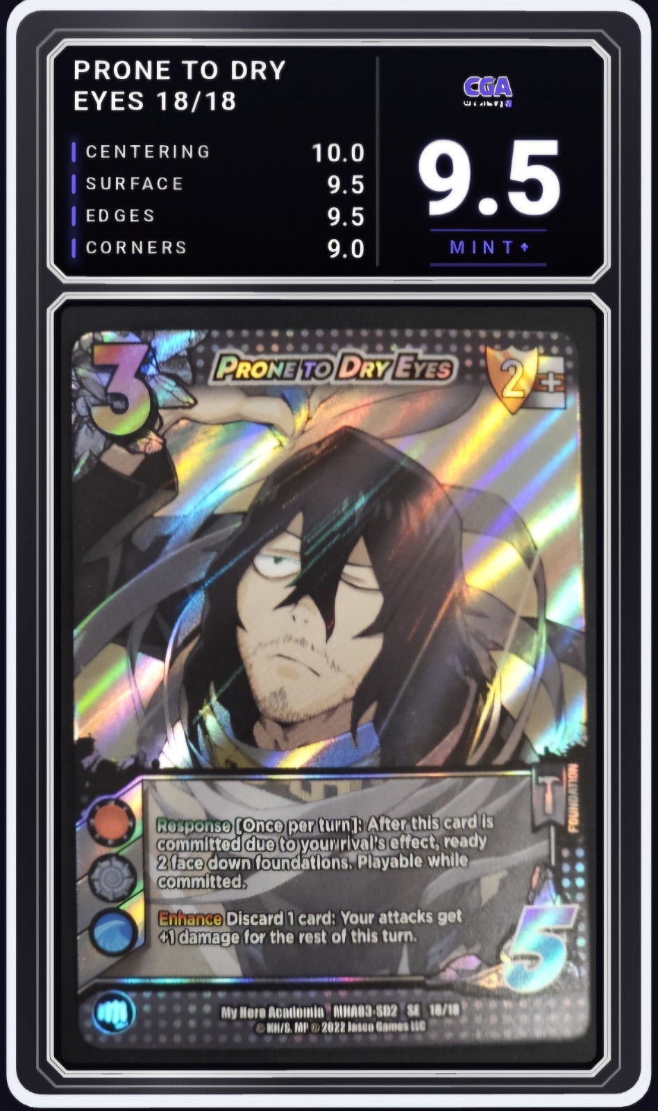 2022 My Hero Academia Heroes Clash Prone To Dry Eyes 18/18 CGA 9.5 Digital Grade