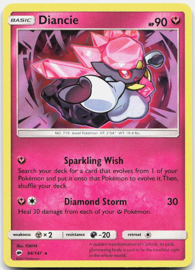 Diancie 94/147 Holo Rare Burning Shadows Pokemon Holo NM